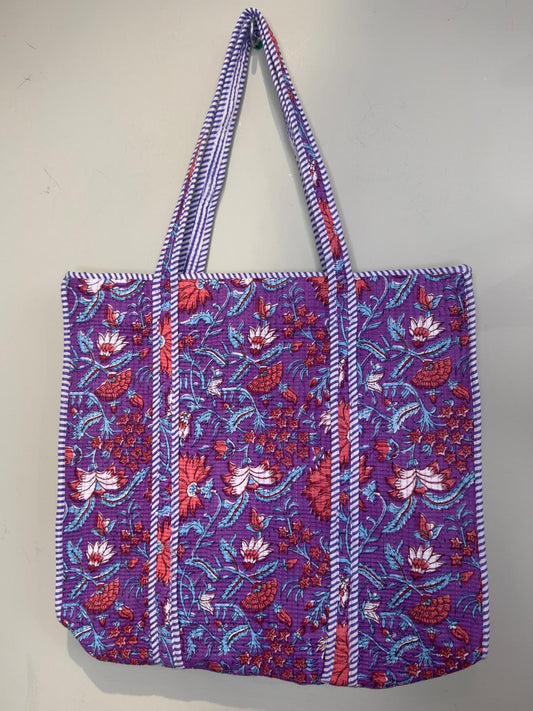 Quilted Cotton Kantha Tote Bag - Assorted Colours & Prints