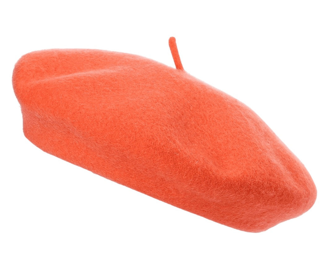 orange wool beret 