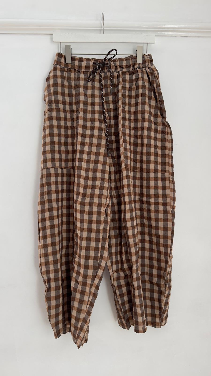 Saffy Checked Barrel Leg Trousers