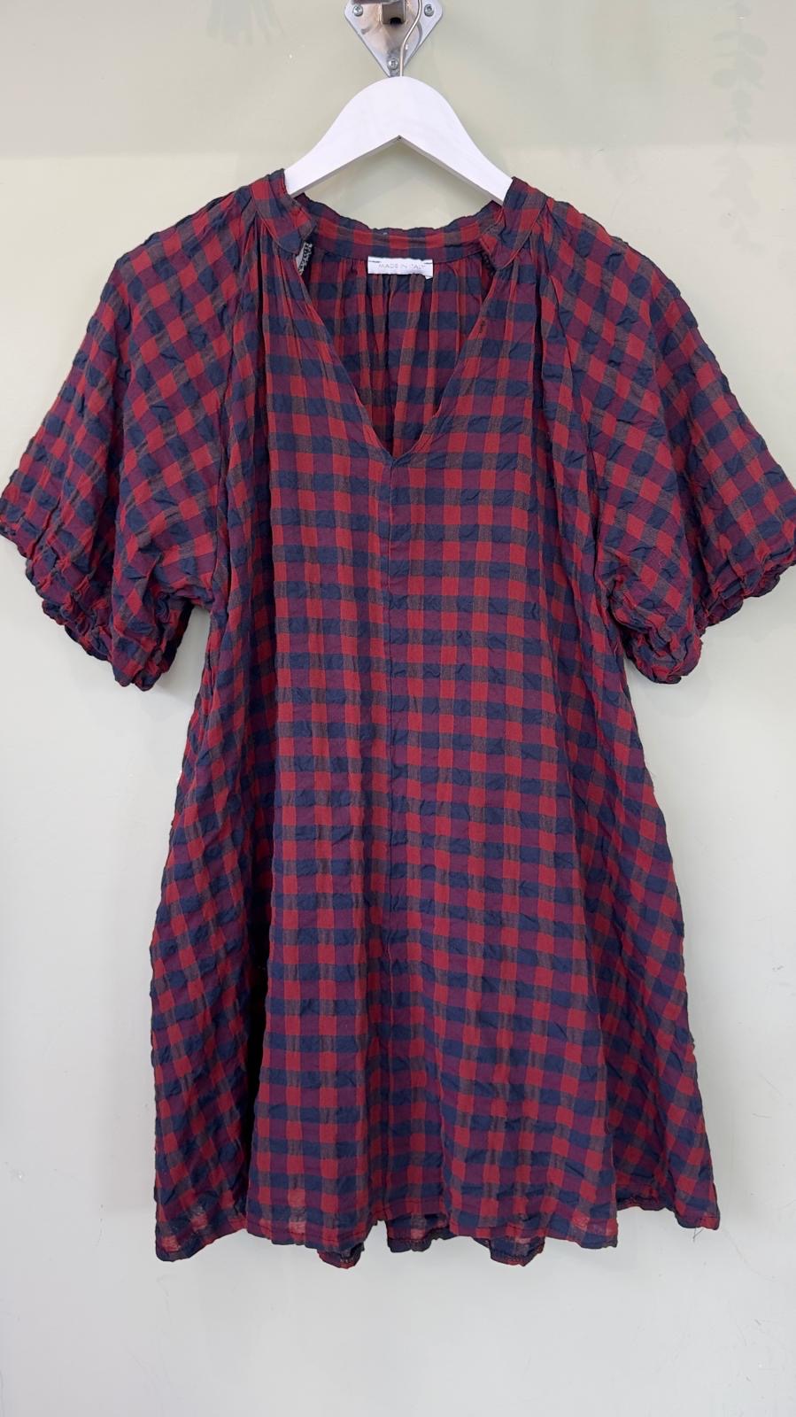 Shellie Balloon Sleeve Gingham Tunic Dress