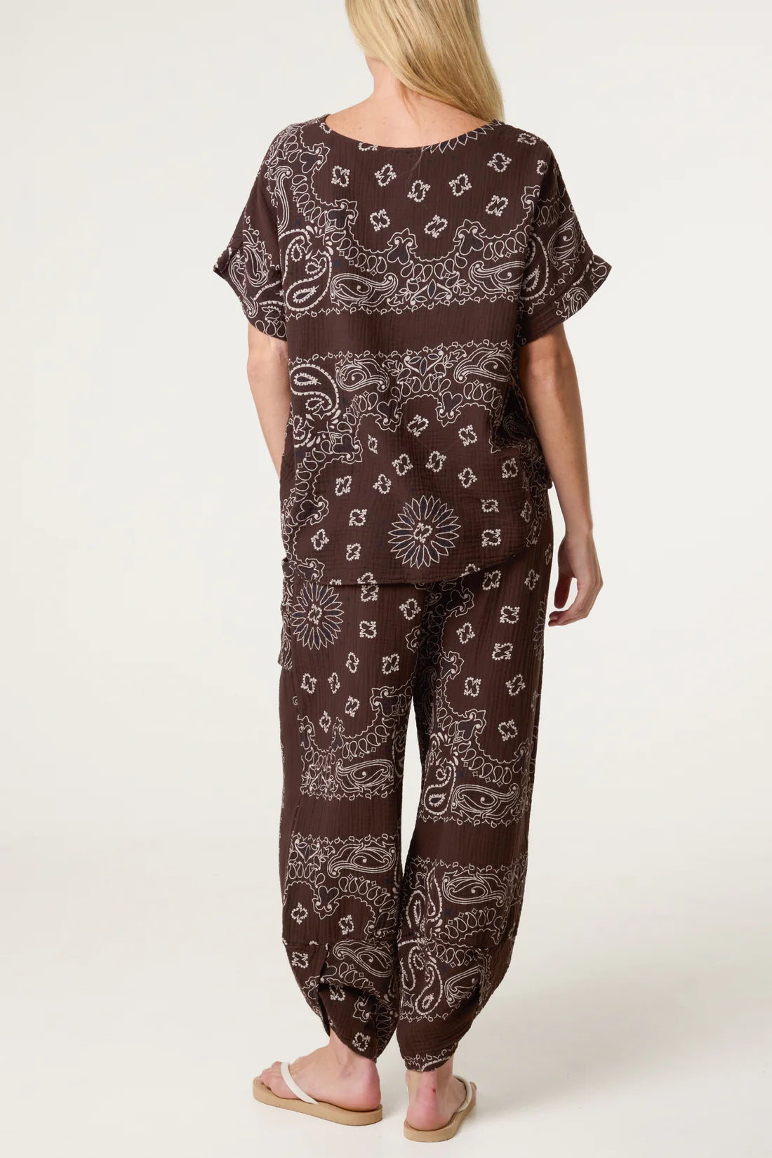 Sukie Cheesecloth Bandana Print Harem Pant Co Ord Set