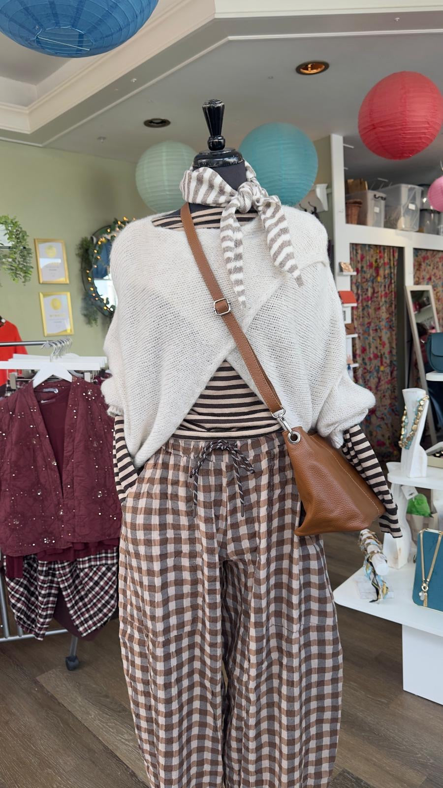 Saffy Checked Barrel Leg Trousers