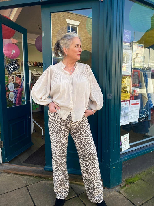 Redial  Straight Leg Leopard Print Jeans