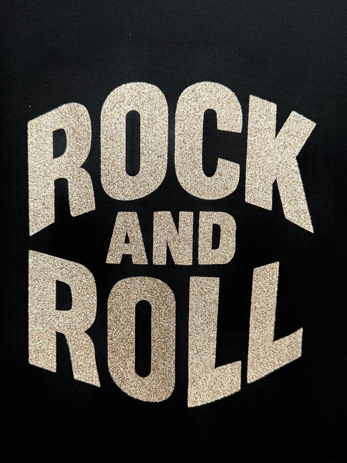 Rock & Roll Glitter Graphic Sweatshirt - Denim Blue Or Black