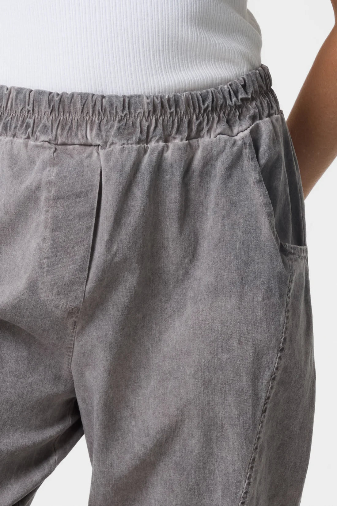 Lara Relaxed Fit Pull On Cocoon Trousers - Black, Beige, Denim, Grey Or Stone