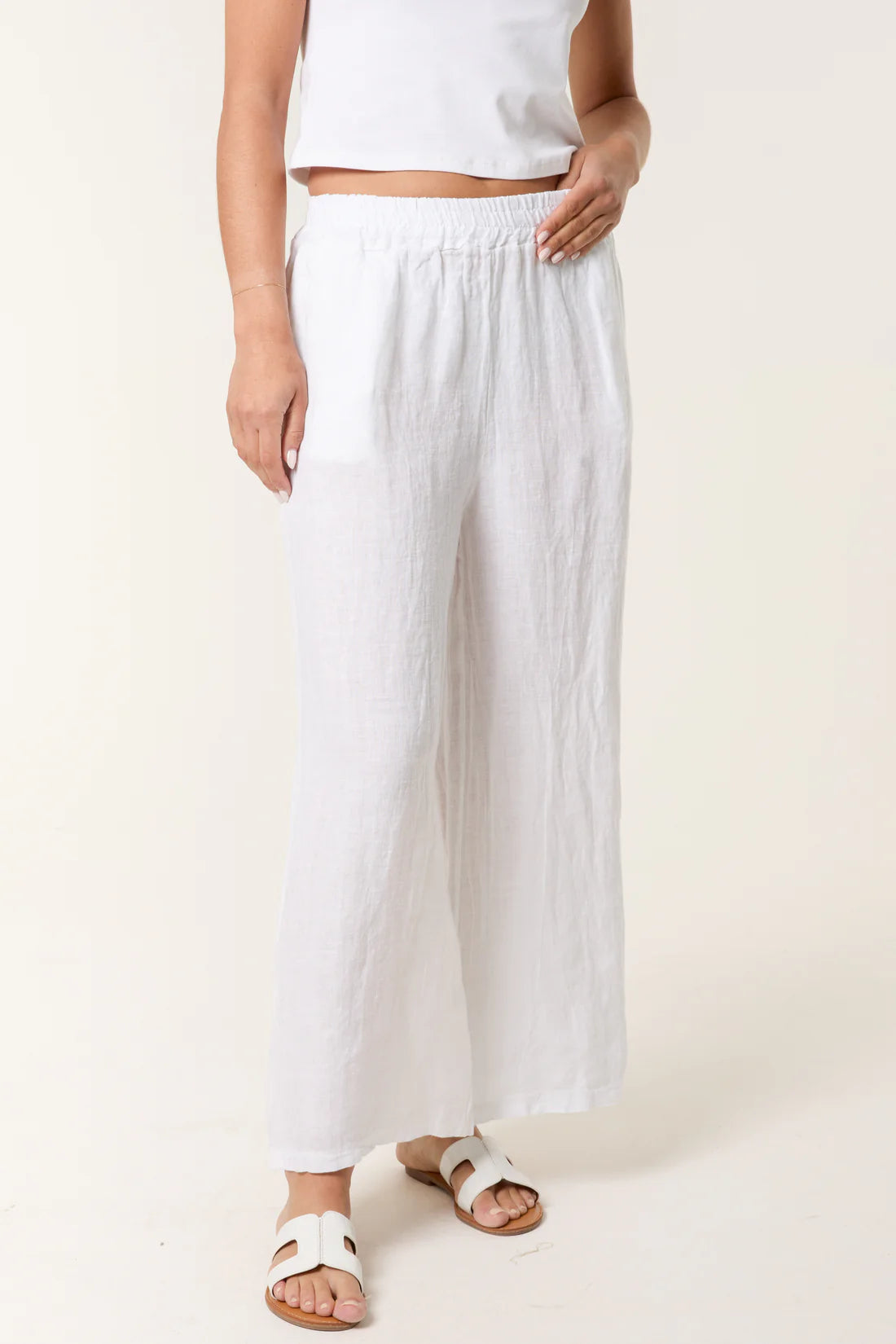 Easy Linen Pull On Trousers white 