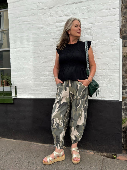 Grace Shirred Peplum Top