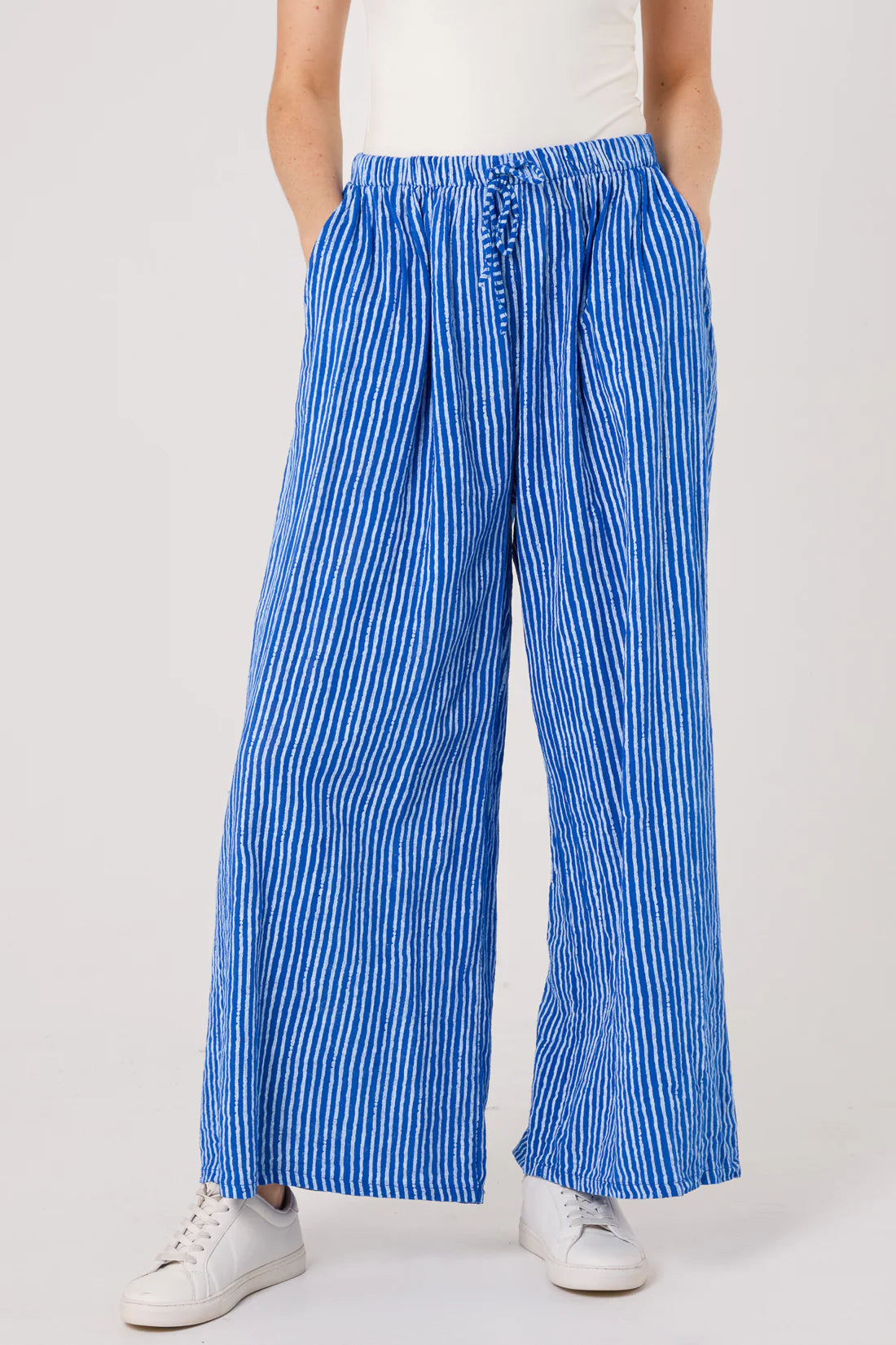 Simi Candy Stripe Cotton Wide Leg Trousers