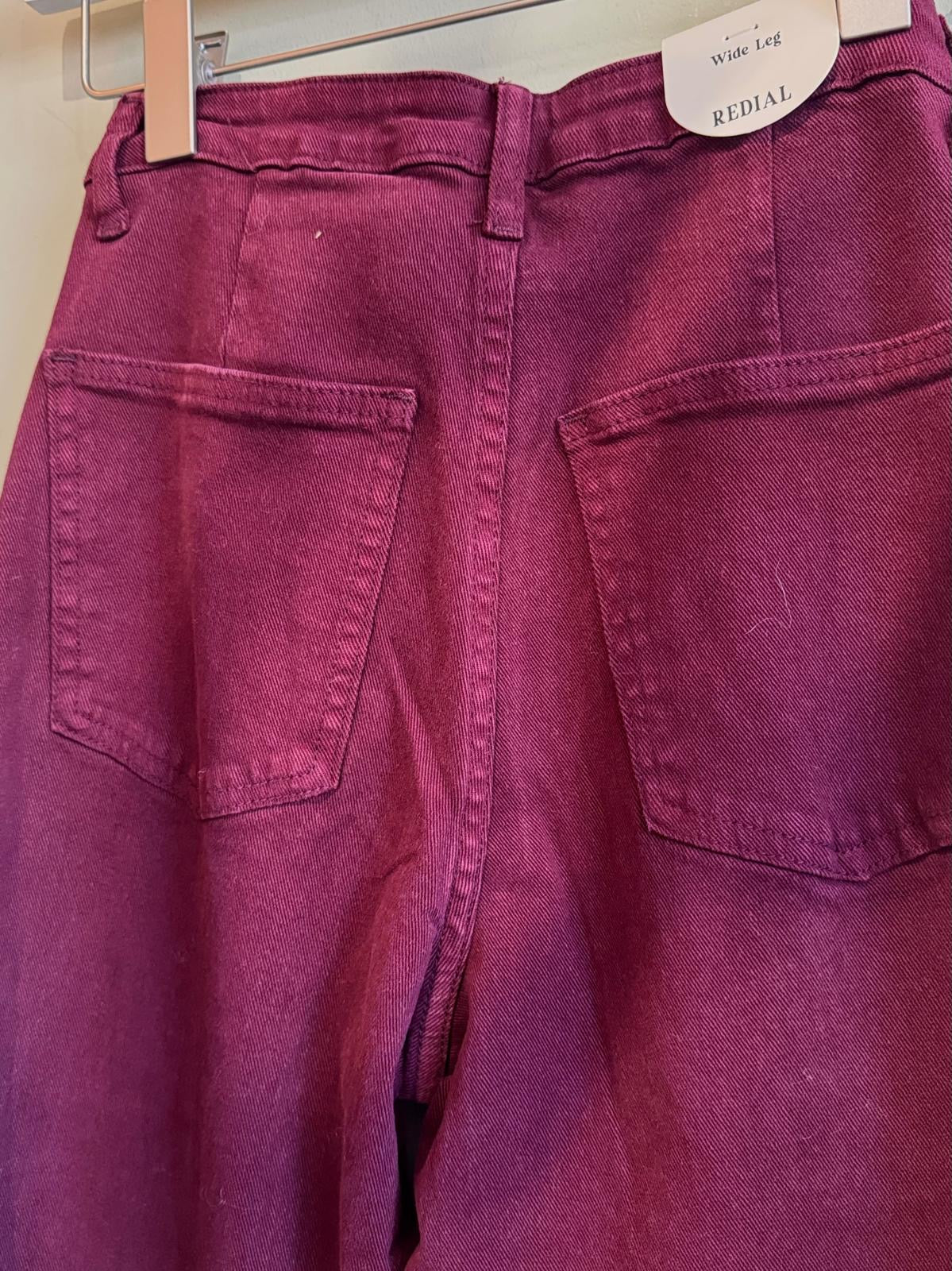 Lola Wide Leg Burgundy Jeans