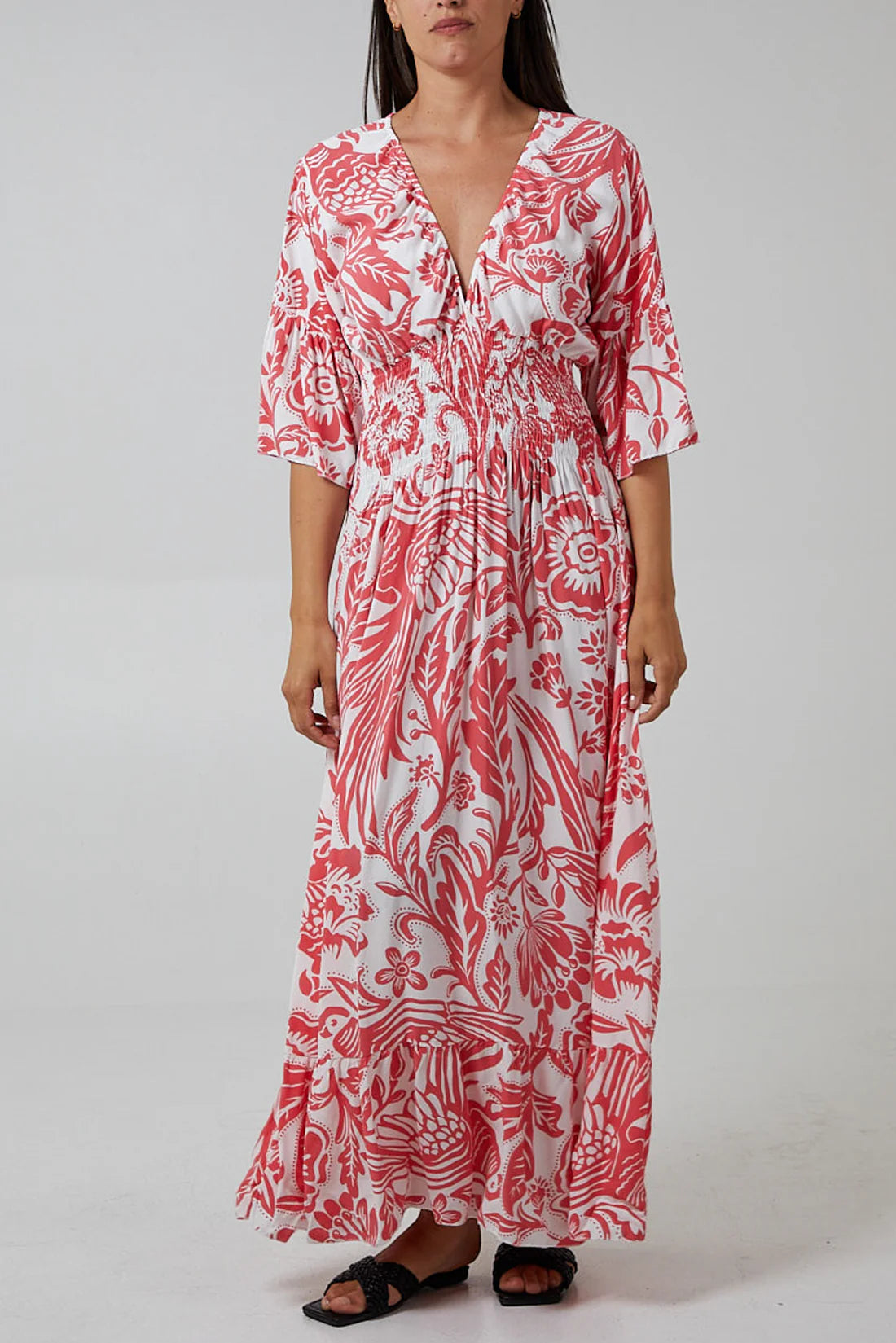 Olivia Shirred Waist Floral Maxi Dress