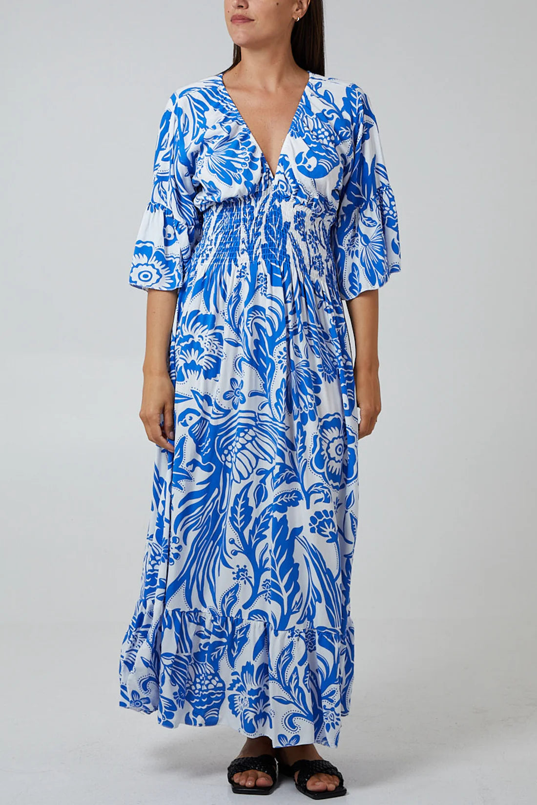 Olivia Shirred Waist Floral Maxi Dress