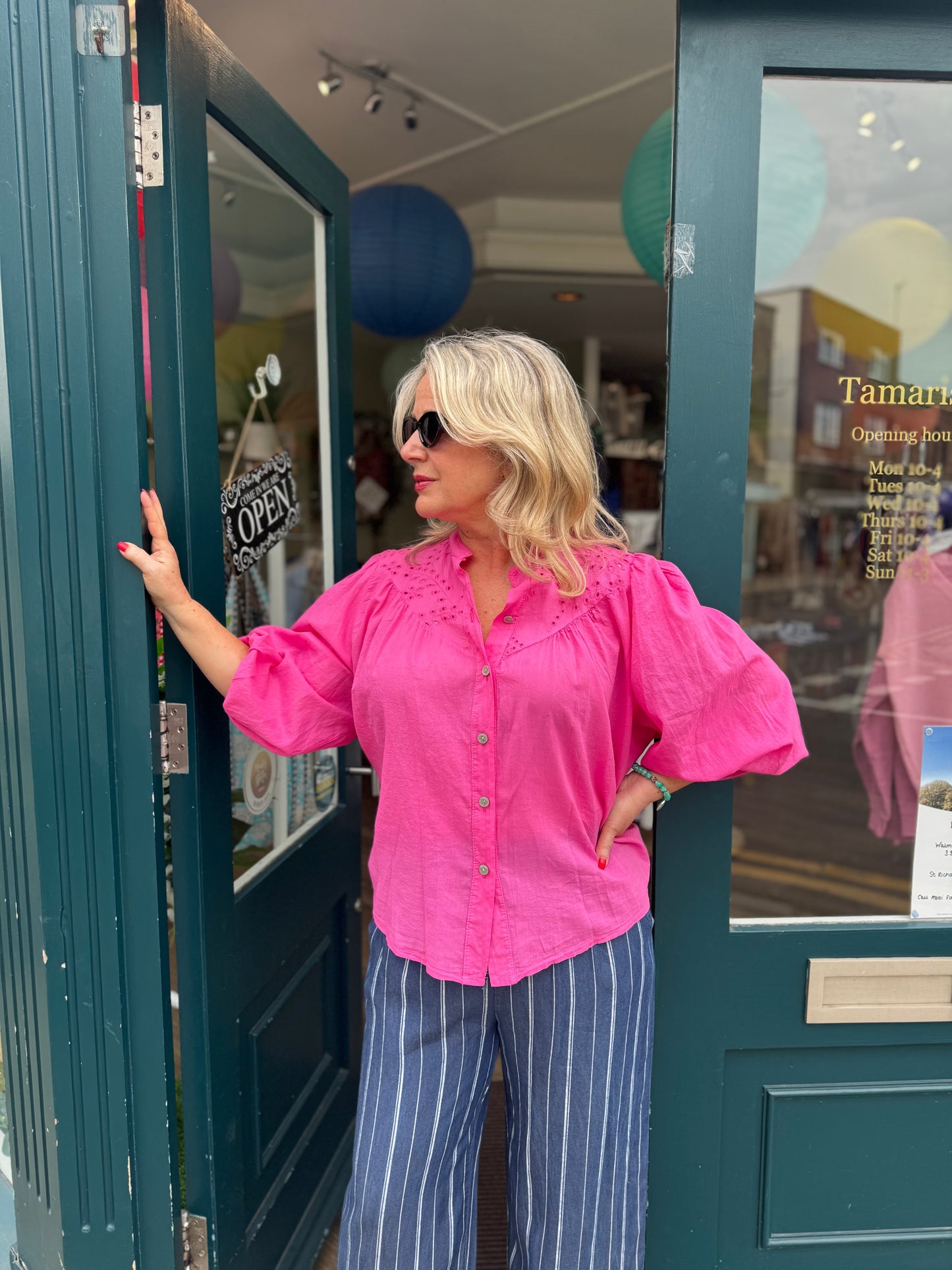 Rosie Cotton Blouse With Broiderie Anglaise Trim