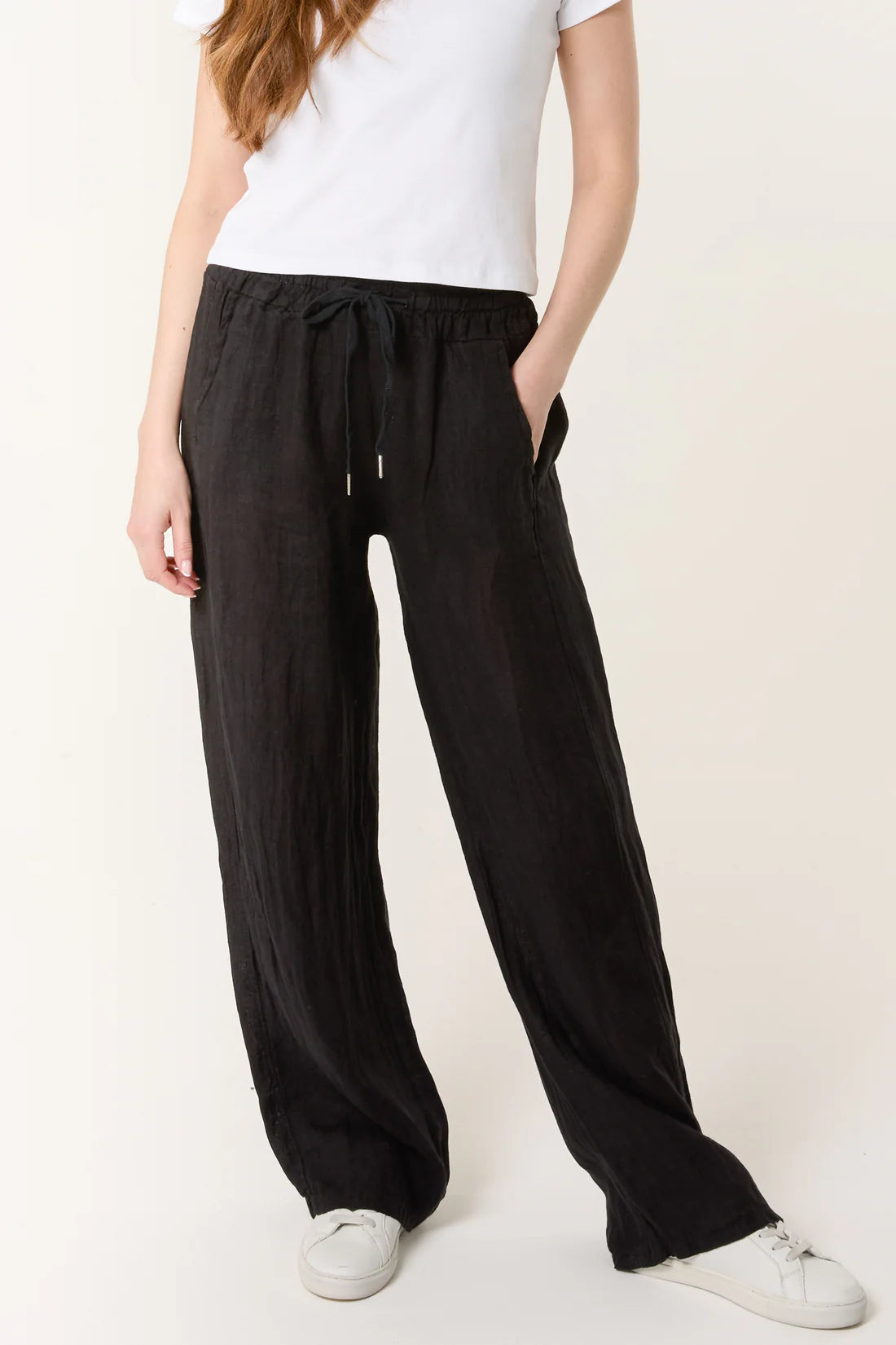 Easy Linen Pull On Trousers black 