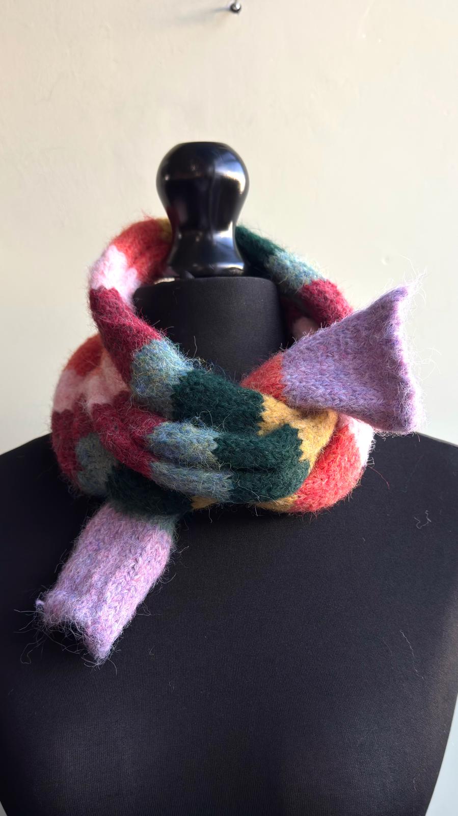 Multicoloured Long Striped Skinny Scarf