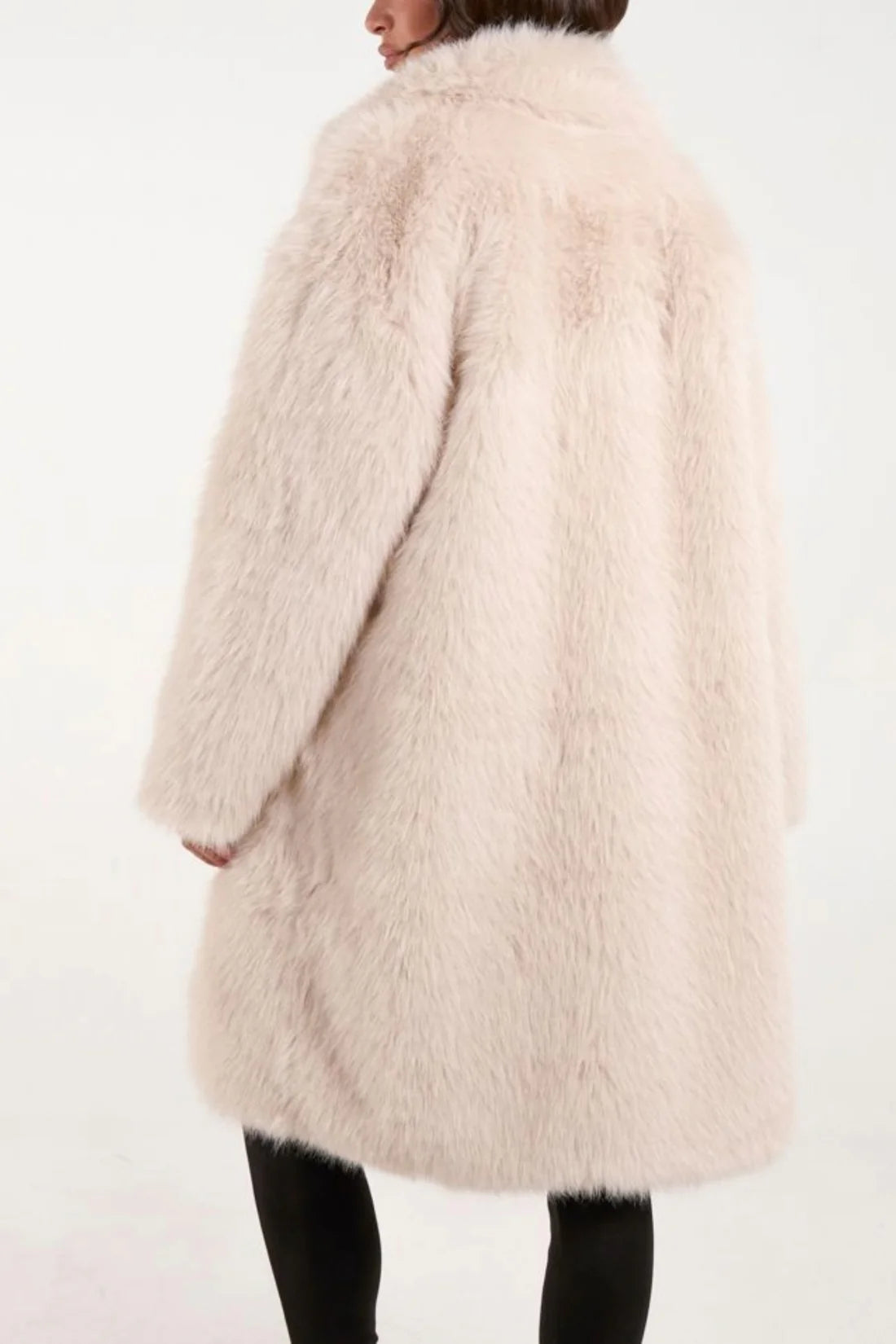 Mariah Luxe Creamy Beige Faux Fur Coat