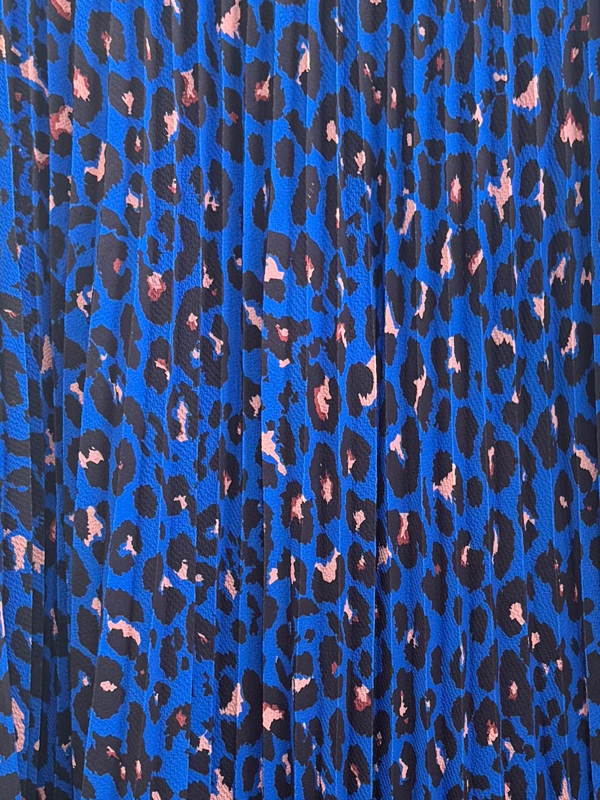 Jodie Sunray Pleated Leopard Print Maxi Skirt - Royal Blue, Burgundy Or Mocha