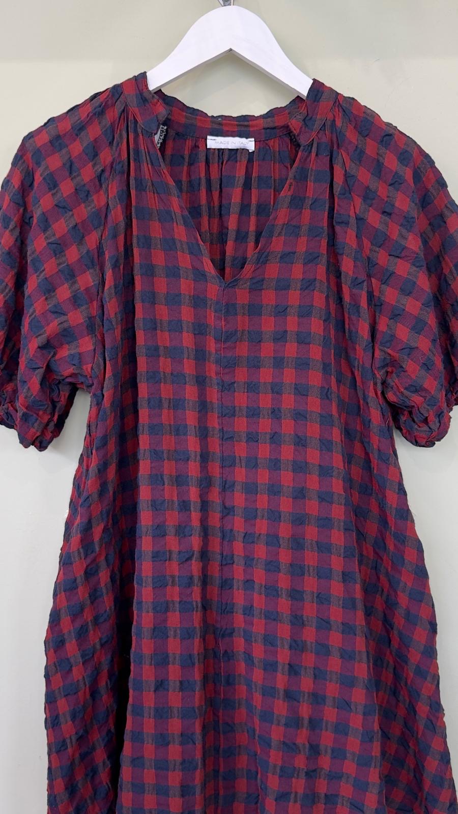 Shellie Balloon Sleeve Gingham Tunic Dress