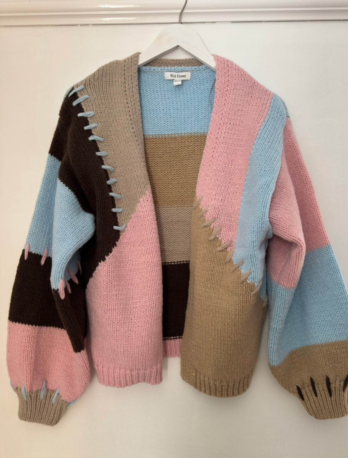 Tara Cosy Patchwork Knit Chunky Cardigan