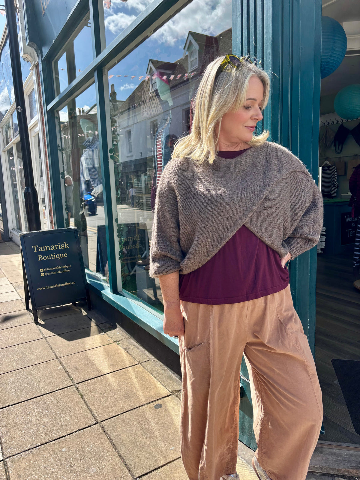 Tasha Needlecord Barrel Leg Trousers
