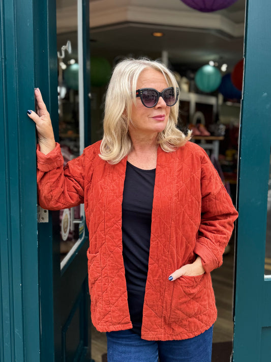 Celia Short Quilted Needlecord Kimono Jacket - 5 Colours