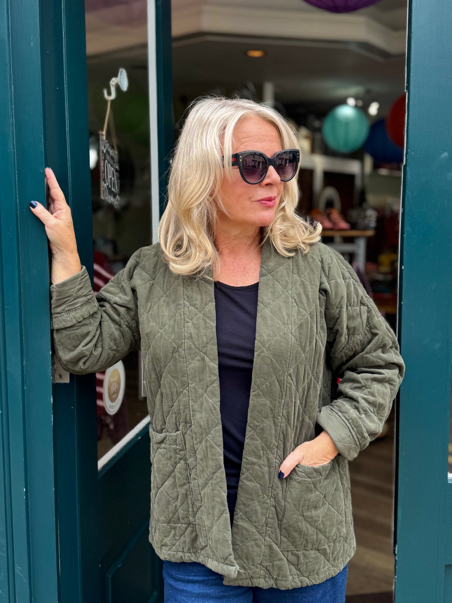 Celia Short Quilted Needlecord Kimono Jacket - 5 Colours