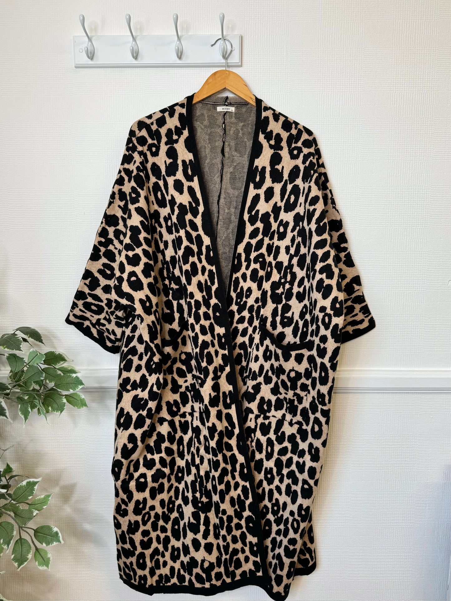 Maude Kimono Sleeve Leopard Print Long Cardigan/Coatigan