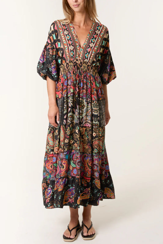 Esme Boho Multi Print Dress