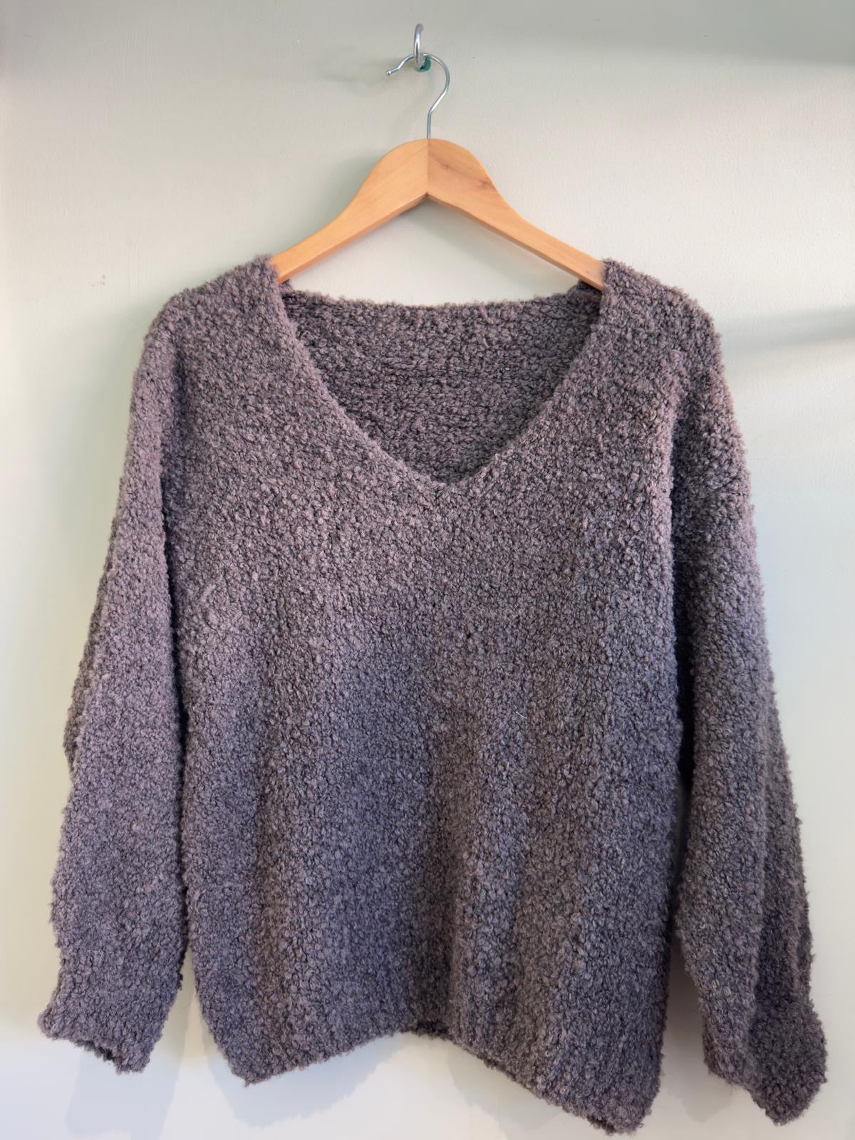 Safa Boucle Knit V Neck Jumper - 5 Colours