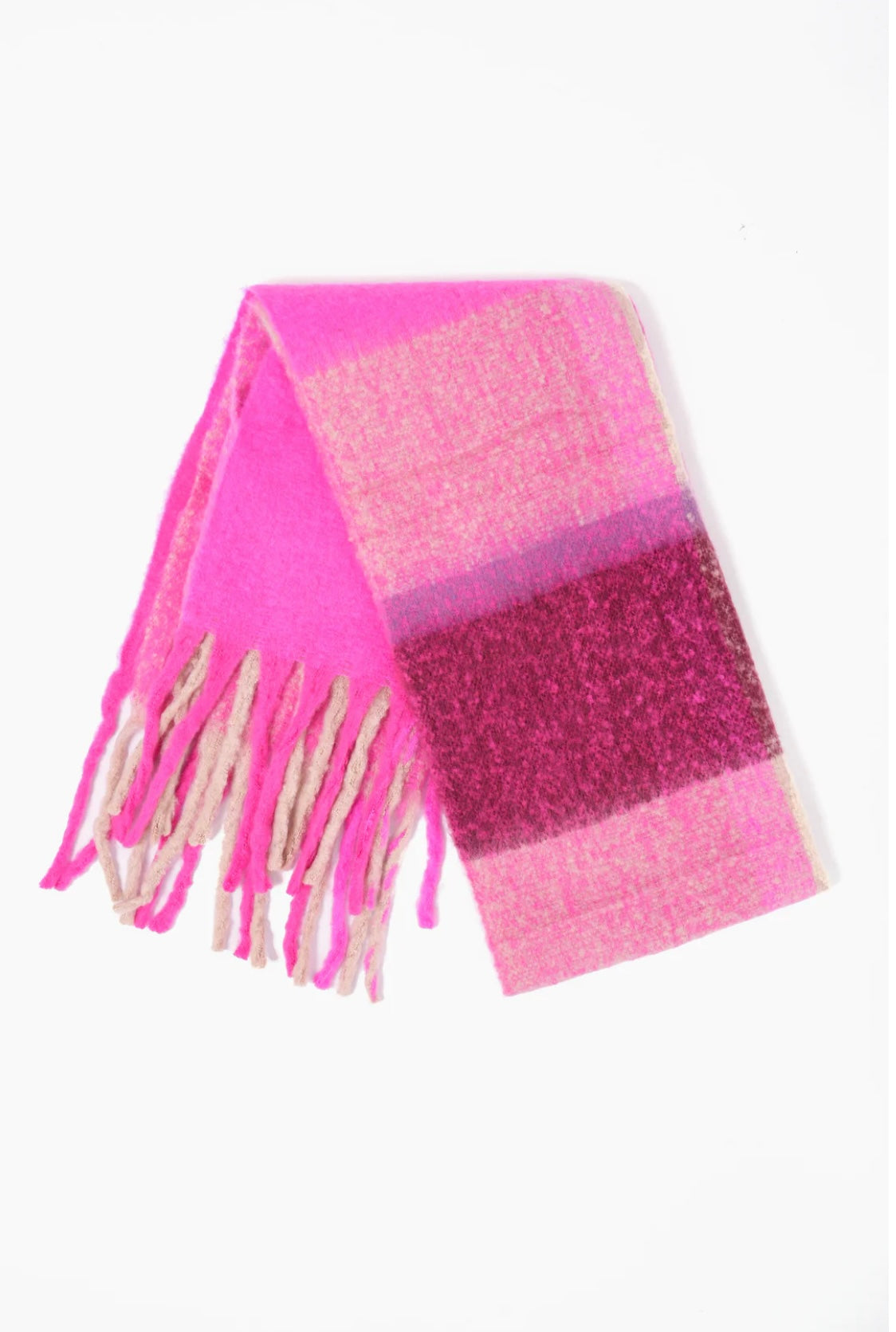 Super Soft Large Blanket Scarf - Pink Checked