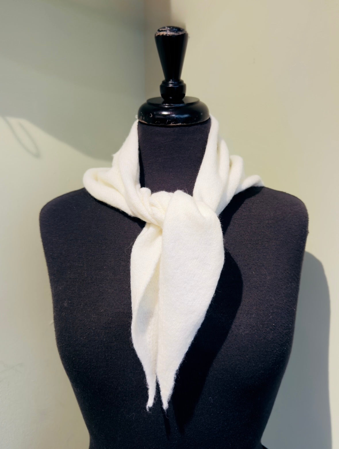 cream wool blend triangle scarf