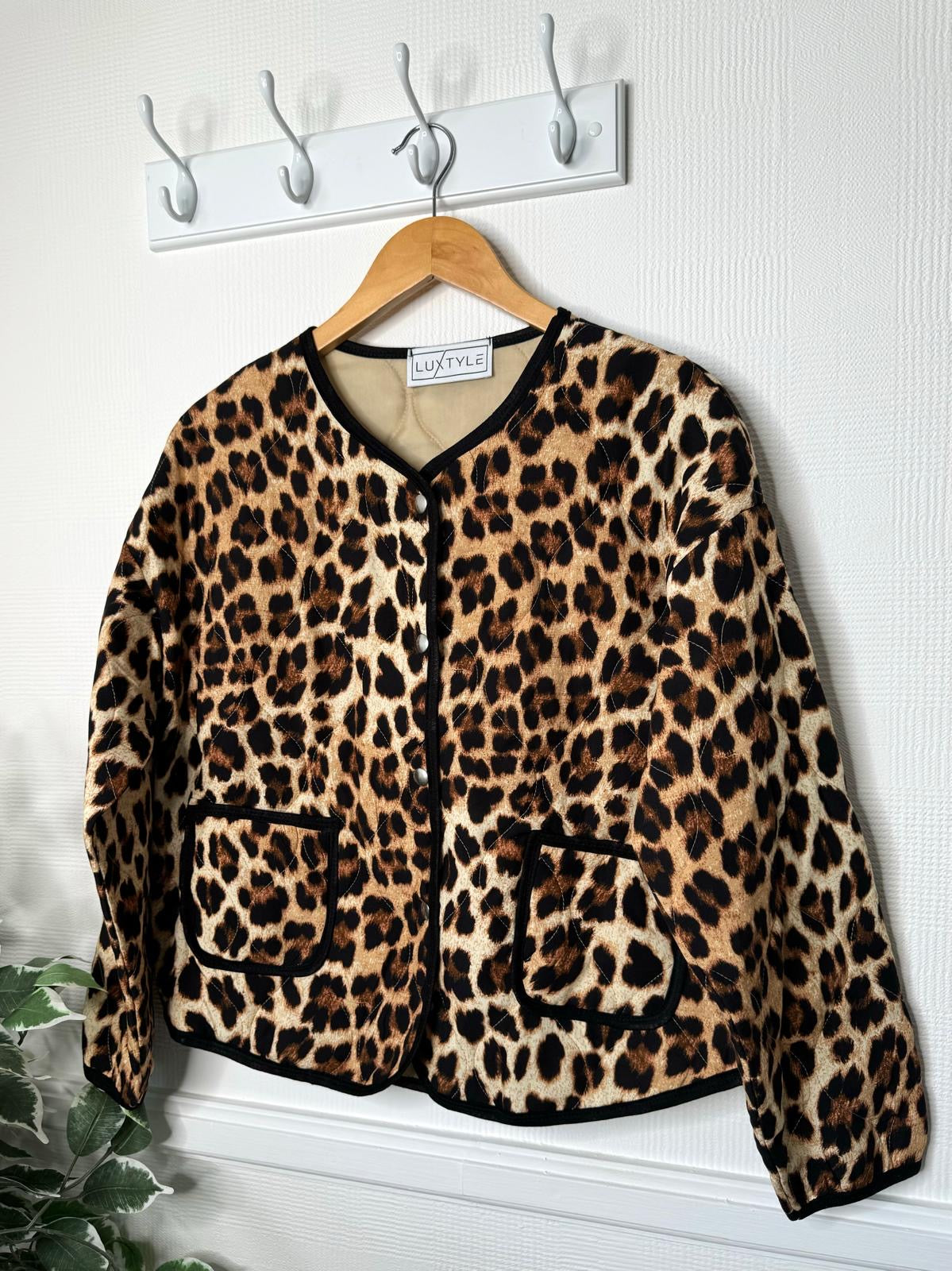 Harriet Leopard Print Quilted Padded Boxy Jacket