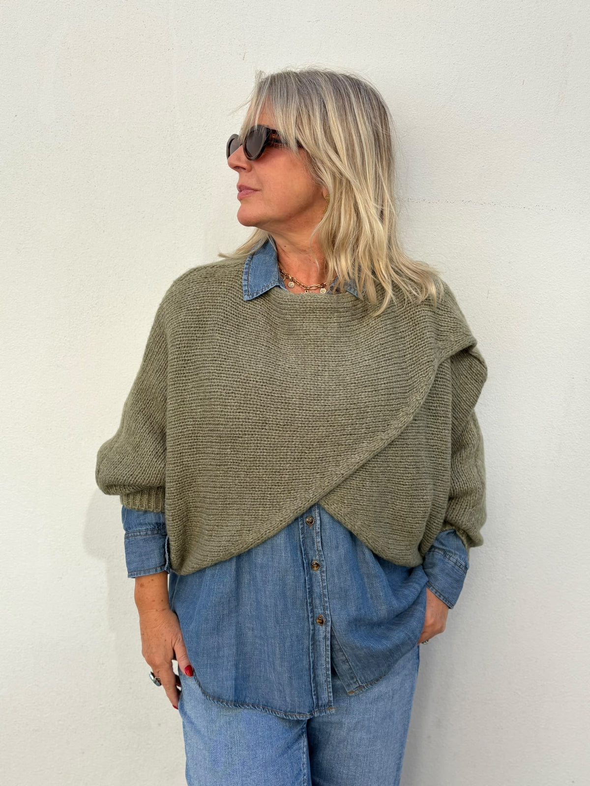 Rosie Soft Drape Crossover Jumper - Shorter Style