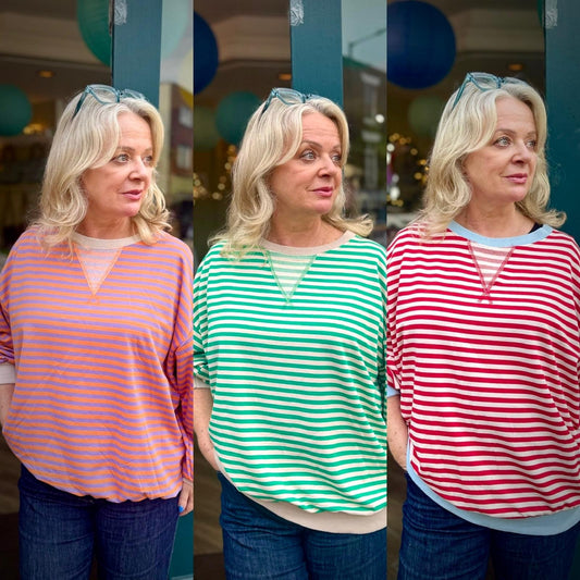 Sophie Lightweight Cotton Striped Sweatshirt- 3 Colours