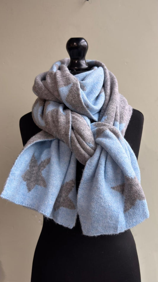 Reversible Star Knit Wool Blend Scarf