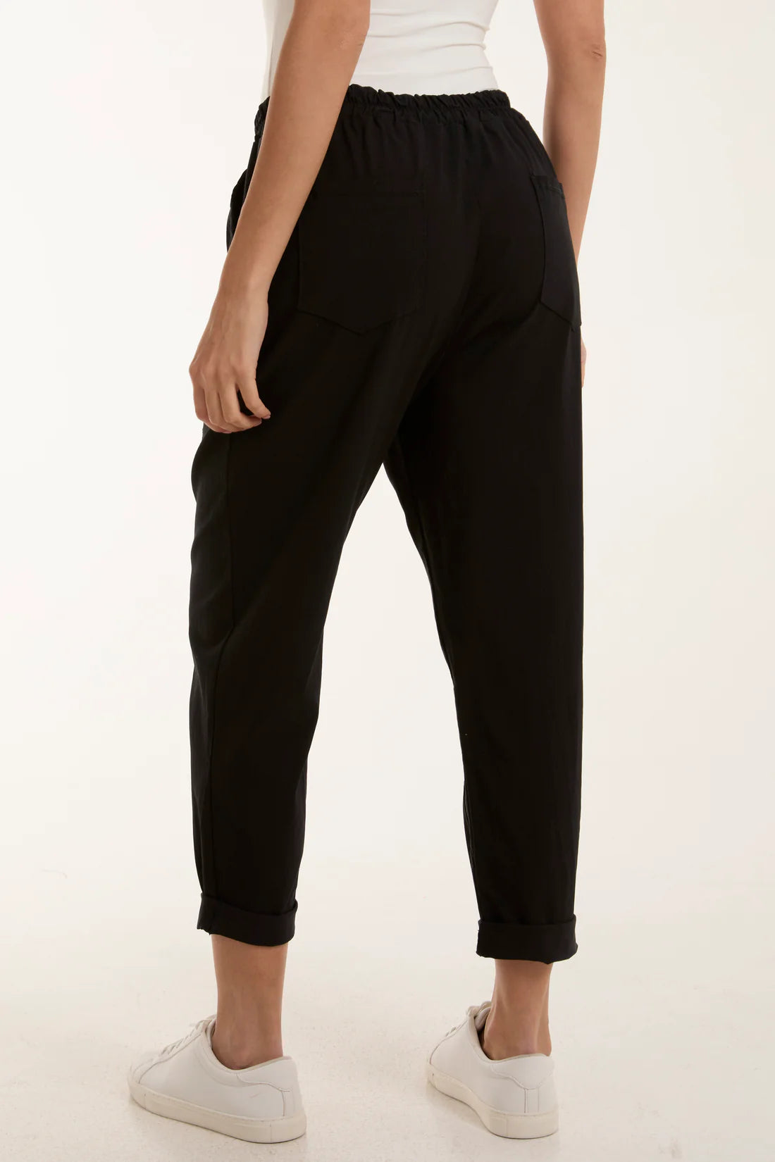 Lara Relaxed Fit Pull On Cocoon Trousers - Black, Beige, Denim, Grey Or Stone