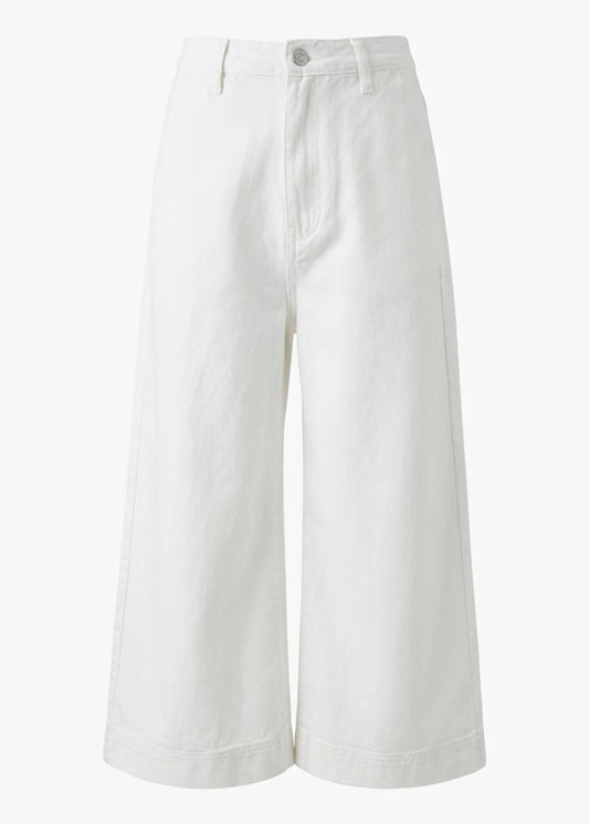 Claire Cropped Wide Leg White Jeans