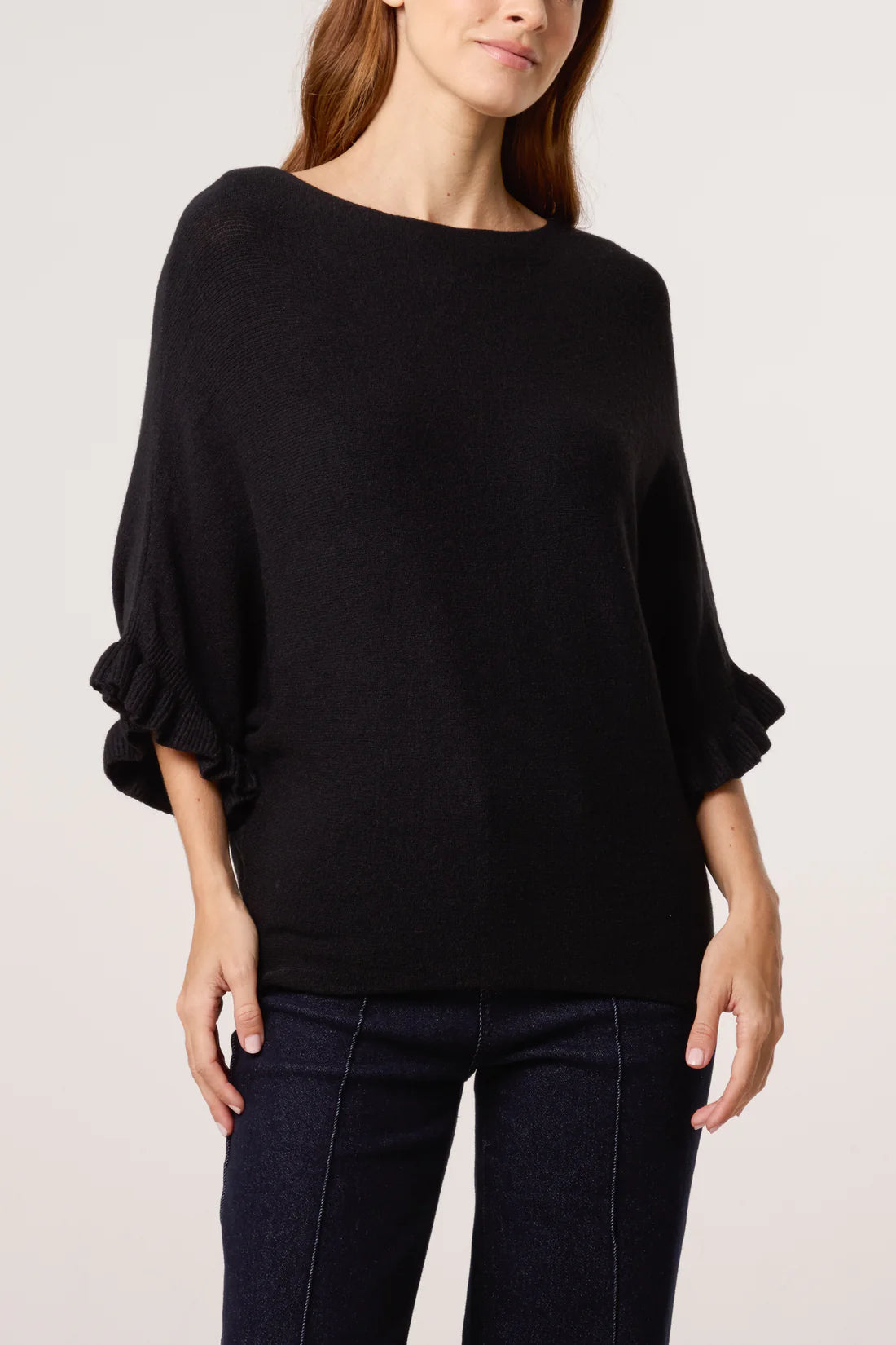 Tina Frill Cuff Batwing Sleeve Slouchy Jumper