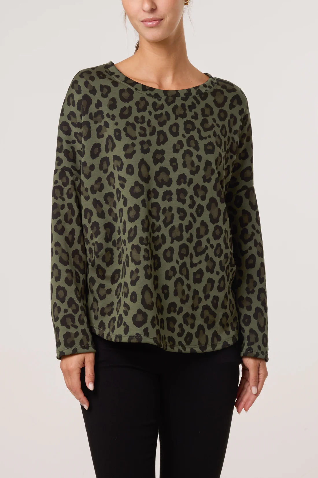 Priya Scuba Leopard Print Cocoon Sweatshirt Top