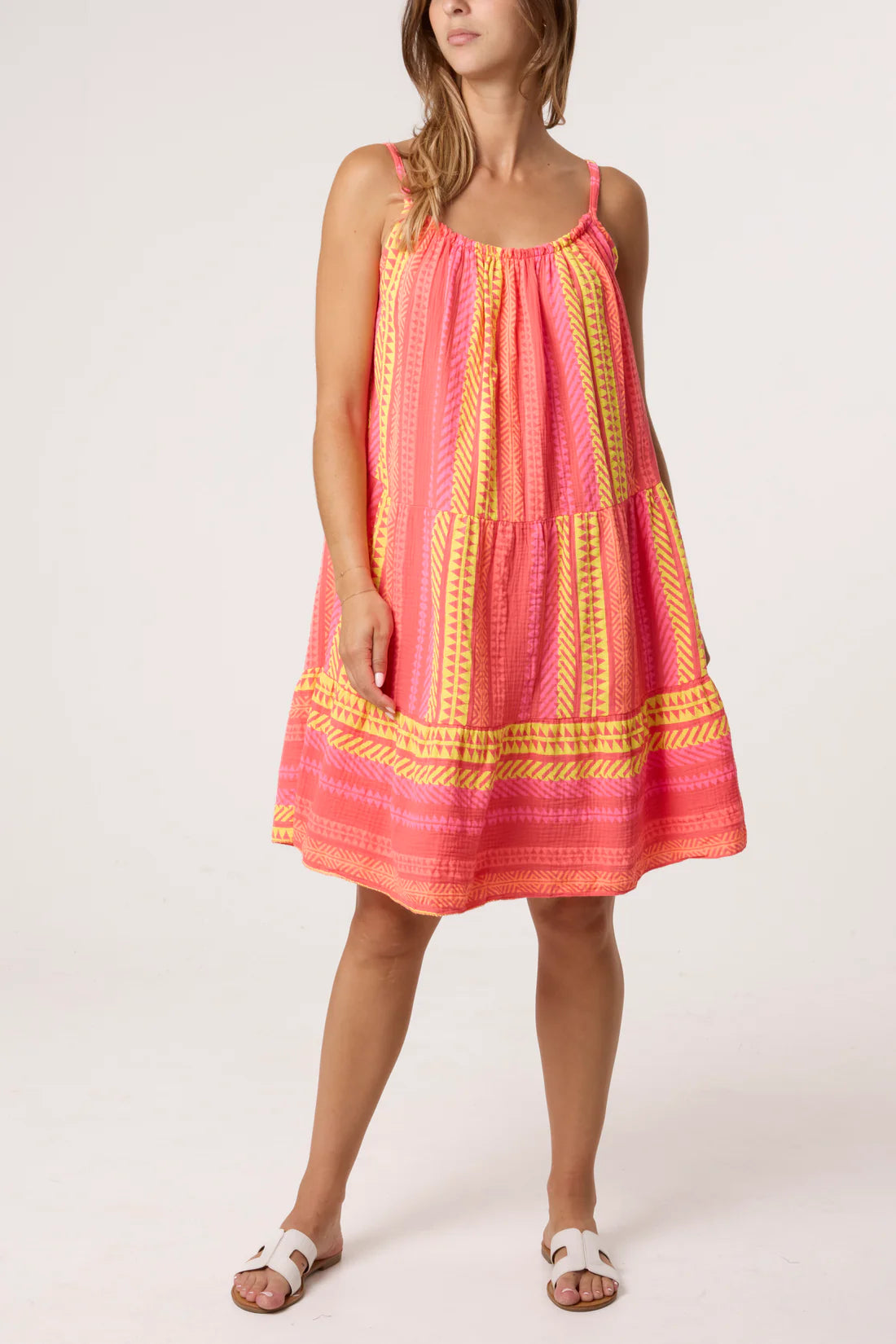 Tia Aztec Print Cotton Cheesecloth Sundress