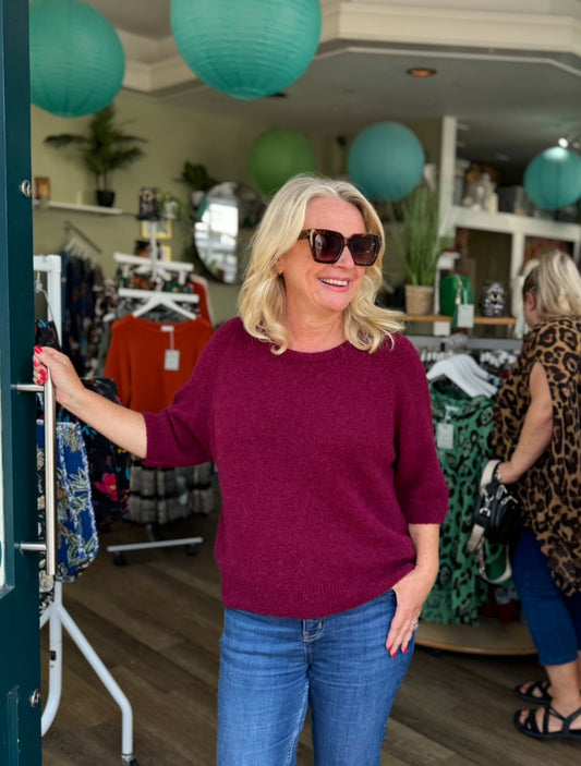 Stephanie Short Sleeve Alpaca Blend Round Neck Jumper