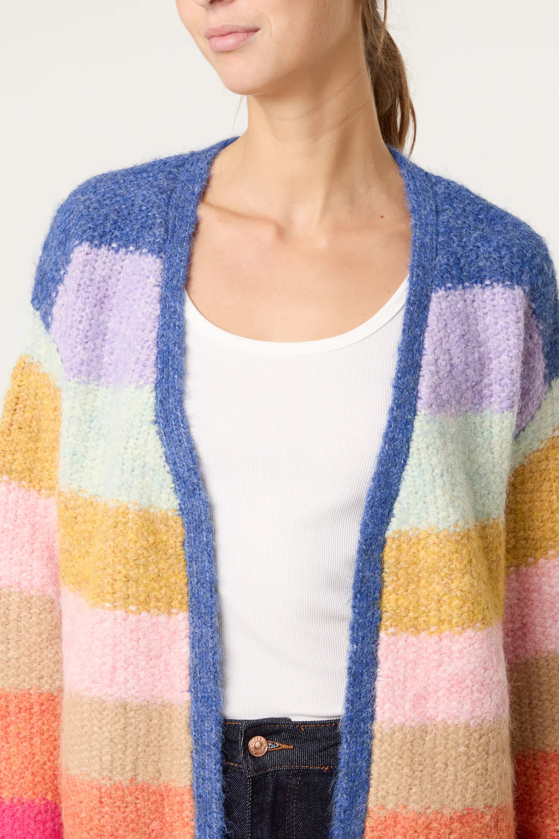 Mitzi Cosy Rainbow Stripe Cardigan