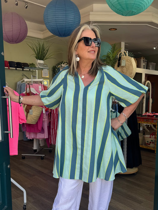 Mila Wide Stripe Cotton Tunic Dress
