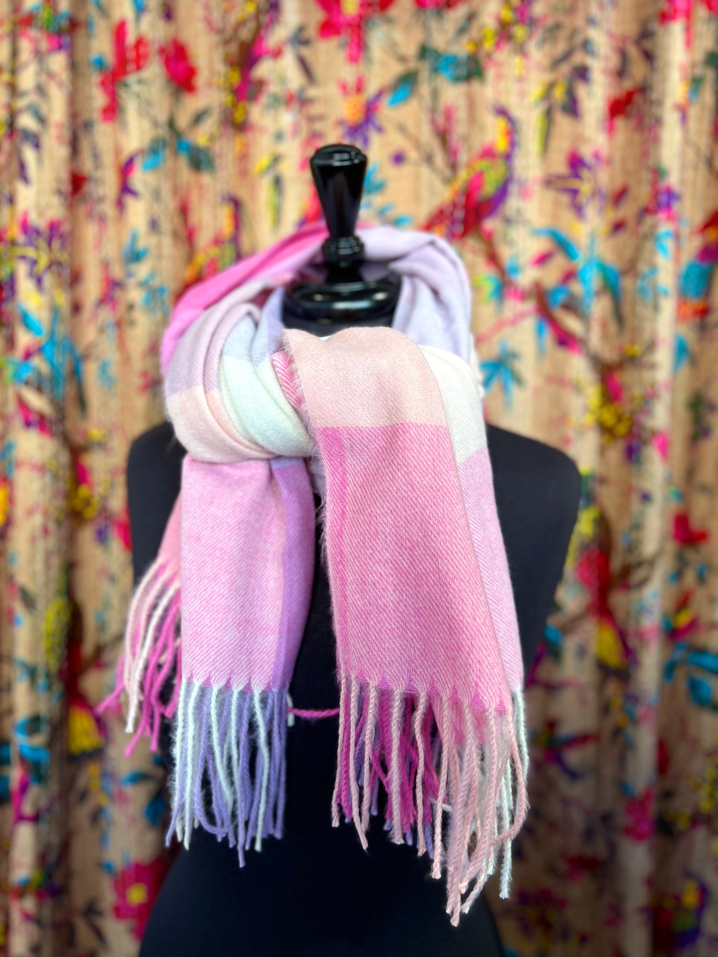 Sugar Plum Fairy Pink & Lilac Checked Blanket Scarf