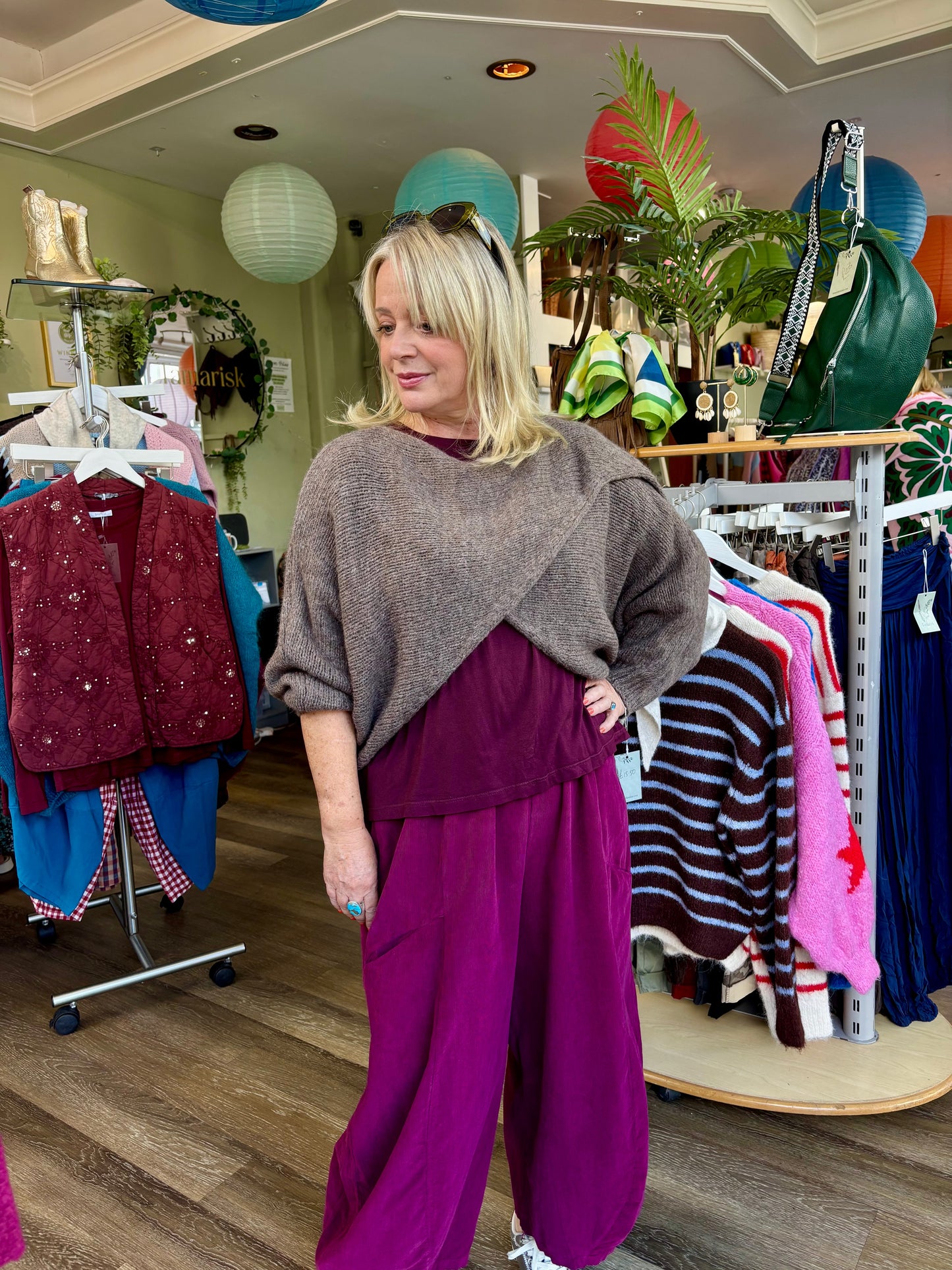 Tasha Needlecord Barrel Leg Trousers