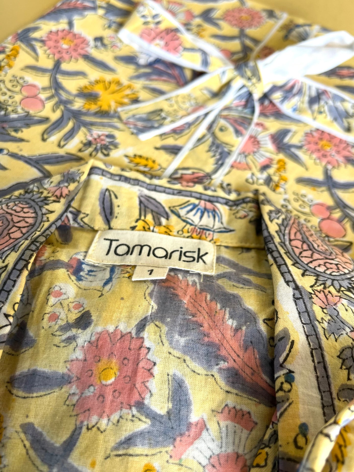 Hand Block Printed Indian Cotton Pyjamas - Yellow Floral