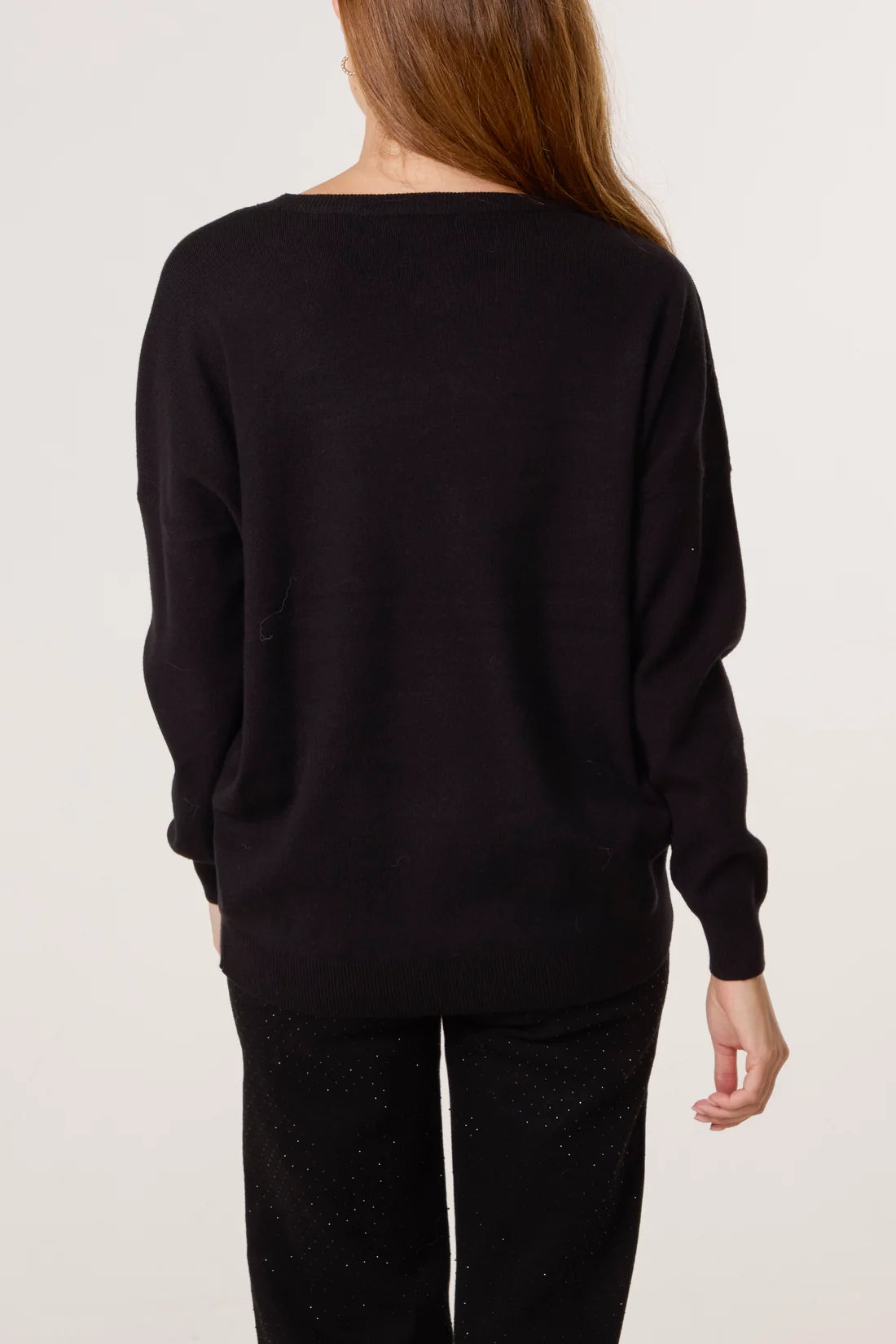 Sequin Bauble Christmas Jumper - Black