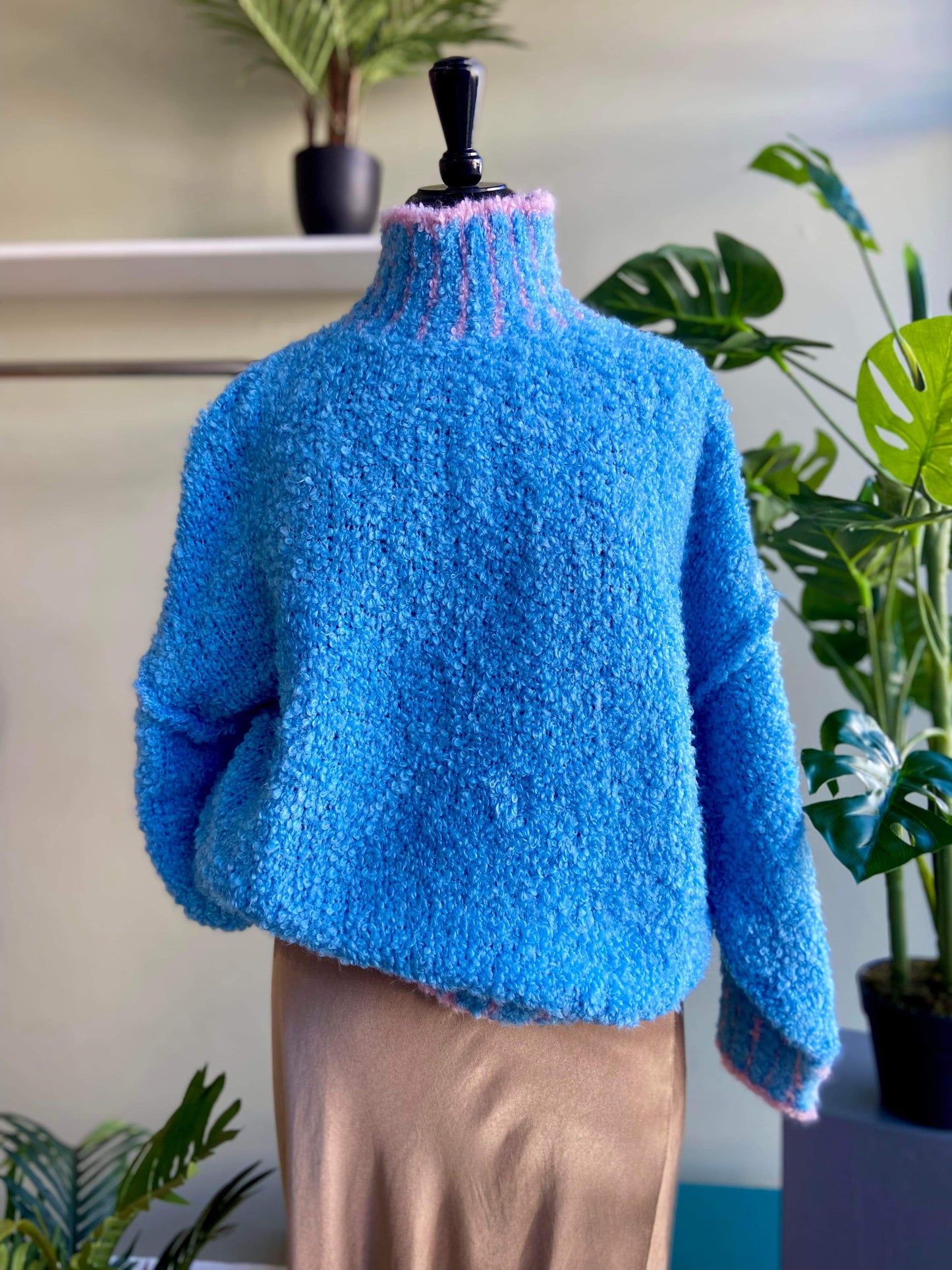 Zoe Boucle Blanket Stitch Funnel Neck Jumper - 4 Colours