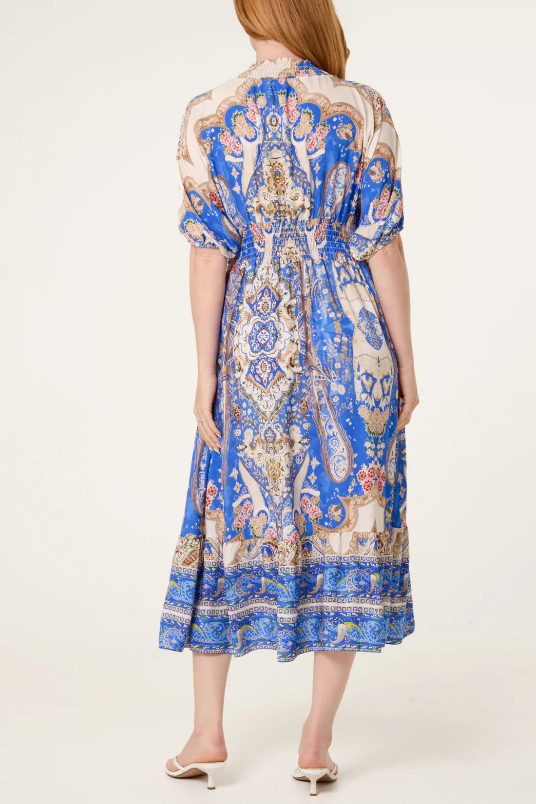 Callie Blue Paisley Boho Midi Dress