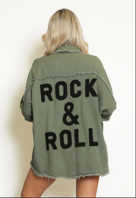 Rock & Roll Khaki Canvas Shacket