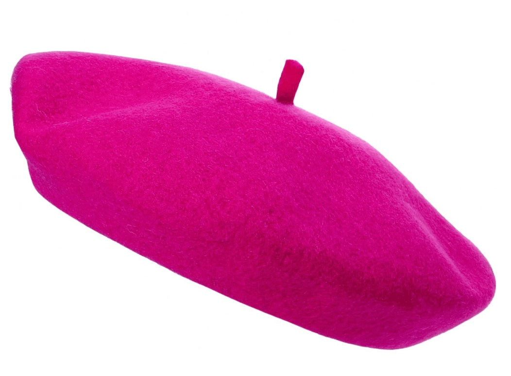 wool beret cerise pink 